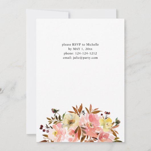 Snoep Roze en Gele Floral Graduy Party Kaart (Achterkant)