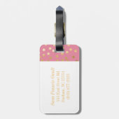Snoep Roze en Gold Glitter City Stippen Monogram Bagagelabel (Achterkant verticaal)
