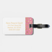 Snoep Roze en Gold Glitter City Stippen Monogram Bagagelabel (Achterkant horizontaal)