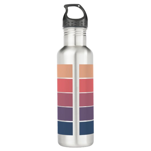 Snoep Roze en Serene Blauwe Esthetische Strepen Waterfles (Achterkant)