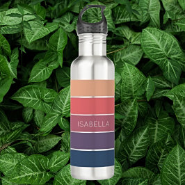 Snoep Roze en Serene Blauwe Esthetische Strepen Waterfles