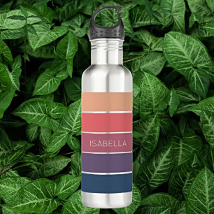 Snoep Roze en Serene Blauwe Esthetische Strepen Waterfles