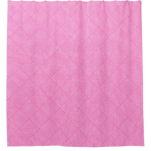 Snoep Roze en White Girly Basket Weave Pattern Douchegordijn (Voorkant)