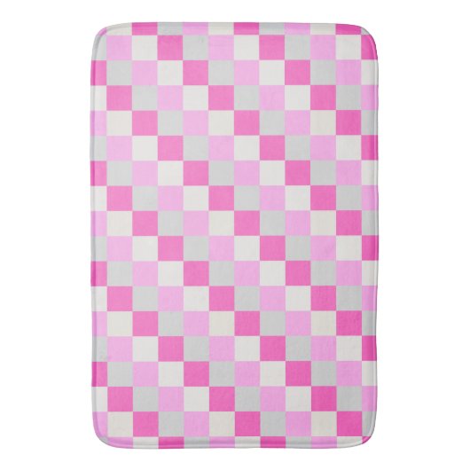 Snoep roze en wit Check Patroon Badmat (Voorkant Verticaal)