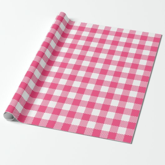  Snoep roze en witte buffel geruit Cadeaupapier (Uitgerold)