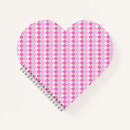 Snoep Roze en Witte Check Pattern Heart Shape Notitieboek