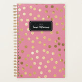 Snoep Roze Gold Glitter Stippen Jaar en naambord Planner (Voorkant)