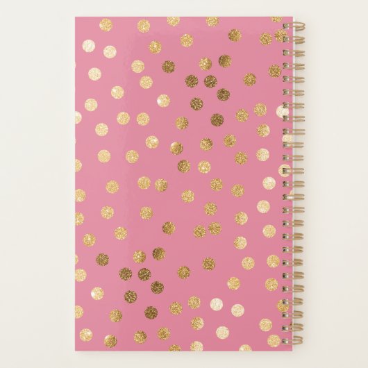 Snoep Roze Gold Glitter Stippen Jaar en naambord Planner (Achterkant)