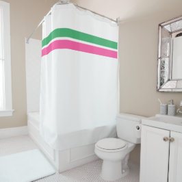  Snoep Roze Groene Racing Stripes op Wit Douchegordijn