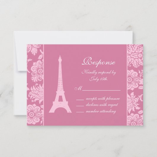 Snoep Roze in Parijs RSVP Kaartje (Voorkant)