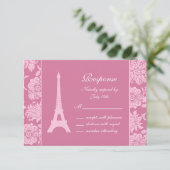 Snoep Roze in Parijs RSVP Kaartje (Staand voorkant)