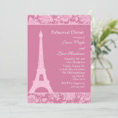 Snoep Roze in Paris repetitie Dinner Kaart (Staand voorkant)