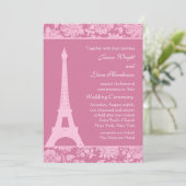 Snoep Roze in Paris Wedding Invitation Kaart (Staand voorkant)