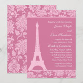 Snoep Roze in Paris Wedding Invitation Kaart (Voorkant / Achterkant)