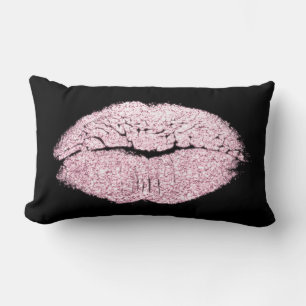 Snoep Roze Lippen Glitter Zwart Wit Make-up Kus Kussen