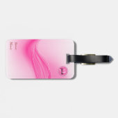 Snoep Roze Matige Golven Monogram Bagagelabel (Achterkant horizontaal)
