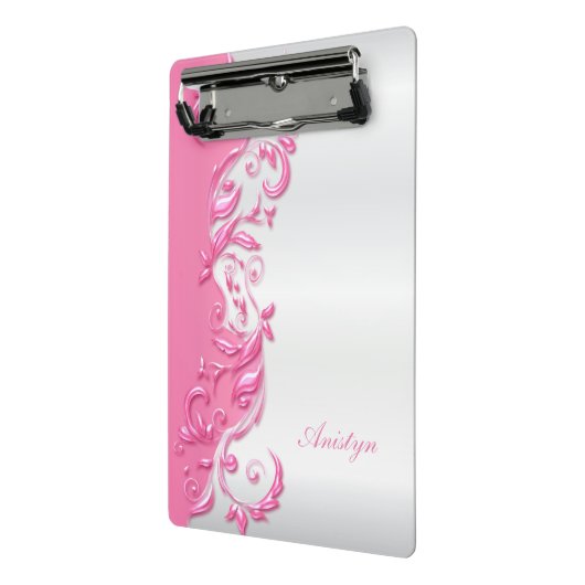 Snoep Roze  op White Satin Design Mini Klembord (Angled2)