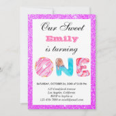 Snoep roze Paarse glitter eerste geboorte op één d Kaart (Voorkant)