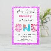 Snoep roze Paarse glitter eerste geboorte op één d Kaart (Staand voorkant)