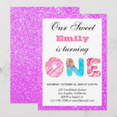 Snoep roze Paarse glitter eerste geboorte op één d Kaart (Voorkant / Achterkant)