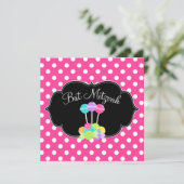 Snoep Roze poka Dot Bat Mitzvah Kaart (Staand voorkant)