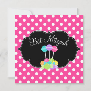 Snoep Roze poka Dot Bat Mitzvah Kaart