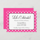 Snoep Roze poka Dot Bat Mitzvah Receptie Kaart (Voorkant / Achterkant)