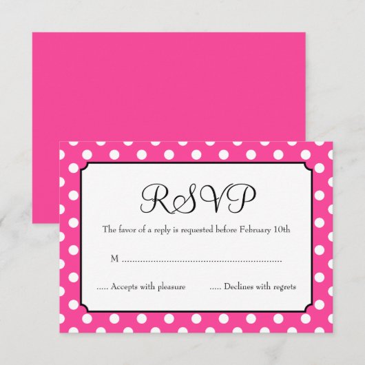 Snoep Roze poka Dot Bat Mitzvah RSVP (Voorkant / Achterkant)