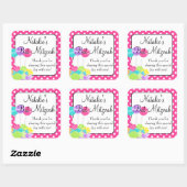 Snoep Roze Polka Dot Bat Mitzvah Vierkante Sticker (Vel)