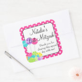 Snoep Roze Polka Dot Bat Mitzvah Vierkante Sticker (Envelop)