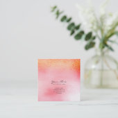 Snoep Roze Roos Gold Peach Ombre Square Vip Vierkante Visitekaartje (Staand voorkant)