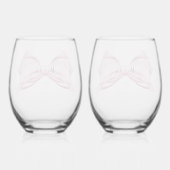 Snoep Roze Satin Bow Stemloos Wijnglas Wijnglas Zonder Voet (Achterkant)