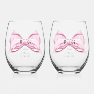 Snoep Roze Satin Bow Stemloos Wijnglas Wijnglas Zonder Voet