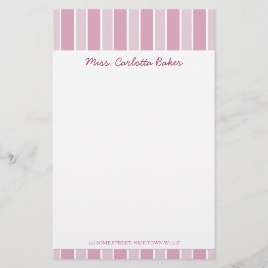 Snoep Roze strip — Persoonlijk papier (Voorkant)