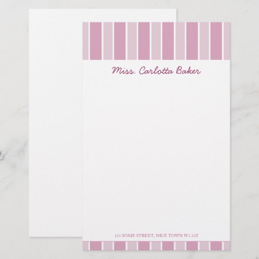 Snoep Roze strip — Persoonlijk papier (Voorkant / Achterkant)