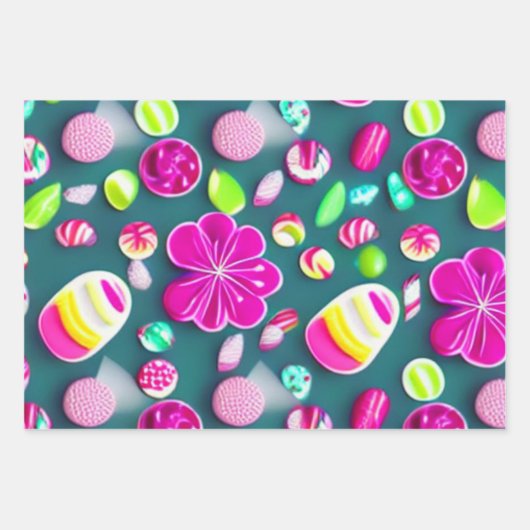 Snoep Roze witte meervoudige snoepjes Inpakpapier Vel (Voorkant)