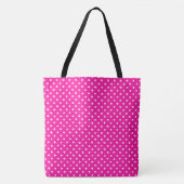 Snoep roze witte vierkant pokadots tote bag (Voorkant)