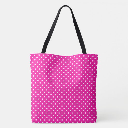 Snoep roze witte vierkant pokadots tote bag (Achterkant)