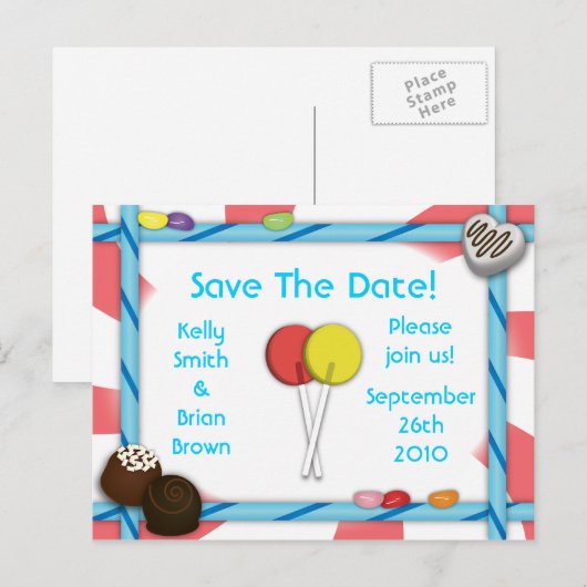 Snoep Save-the-Date-Briefkaart Aankondigingskaart (Voorkant / Achterkant)
