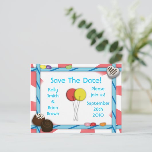 Snoep Save-the-Date-Briefkaart Aankondigingskaart (Staand voorkant)