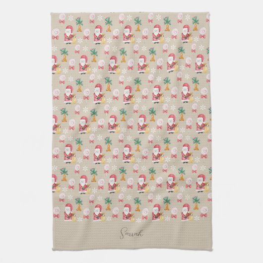 Snoep Schattigee kerstman illustratie Theedoek (Verticaal)