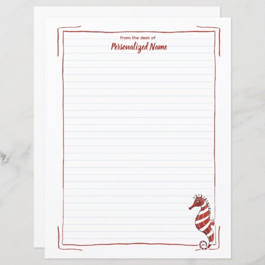 Snoep Seahorse Lined Paper Sheet (Voorkant / Achterkant)