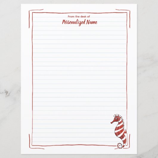 Snoep Seahorse Lined Paper Sheet (Voorkant)