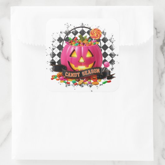 Snoep seizoen vierkante sticker (Tas)