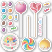 Snoep Shop Embleem Lollipops Jelly Beans snoepjes Sticker (Voorkant)