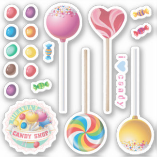 Snoep Shop Embleem Lollipops Jelly Beans snoepjes Sticker