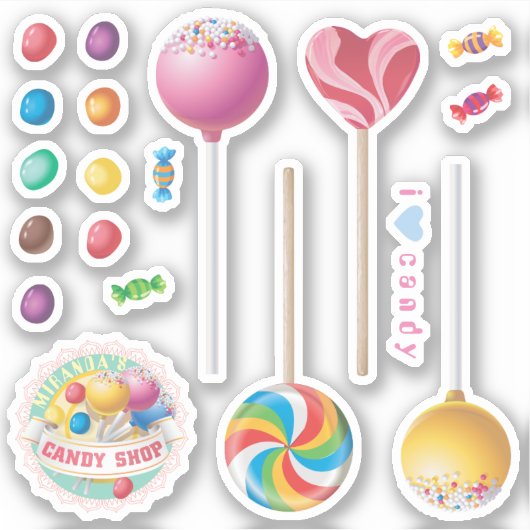 Snoep Shop Embleem Lollipops Jelly Beans snoepjes Sticker (Voorkant)