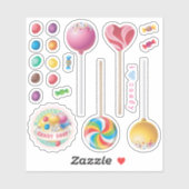 Snoep Shop Embleem Lollipops Jelly Beans snoepjes Sticker (Vel)
