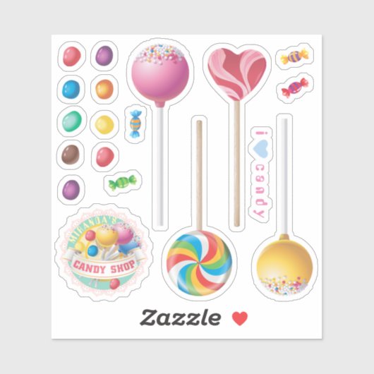 Snoep Shop Embleem Lollipops Jelly Beans snoepjes Sticker (Vel)