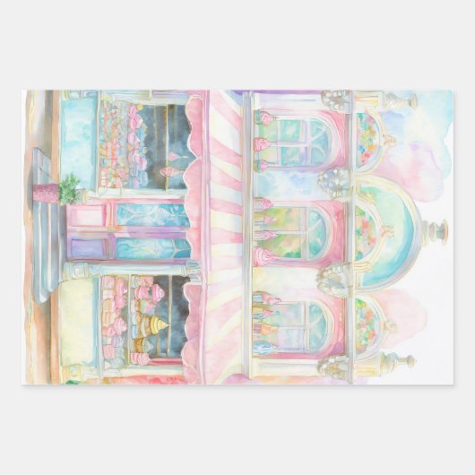 Snoep shop op de waterverf van Parijs Inpakpapier Vel (Voorkant 2)